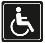 Parrot Products Disabled Toilet Symbolic Sign - White Printed on Black ACP - 150 x 150mm