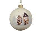 Glass Bauble With Gingerbread House 8CM -white
