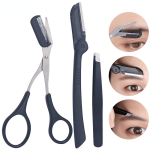 3PCS Eyebrow Trimming Tools Stainless Steel Eyebrow Tweezer Eyebrow Scissors With Comb Eyebrow Razor
