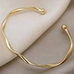 Elegant Adjustable Twisted Cuff Bangle For Women Simple Chic Open Bangle Jewelry Choose Your Color
