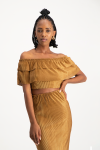 Laura Plisse Off-shoulder Top - Toffee - XS