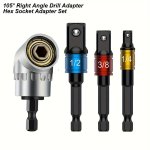 4PCS SET Impact Grade Power Hand Tools Driver Sockets Adapter Extension Set 1 4IN 3 8IN 1 2IN Hex Shank Drill Nut Driver Bit Set