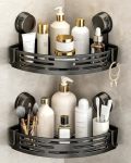 Vlmiuk Corner Shower Caddy Suction Cup 2 Pack Triangle Corner Shower Shelves No Drilling Bathroom Organizers And Storage Removab