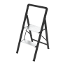 Folding STEP LADDER Steel & Aluminium 2 Steps Black/silver
