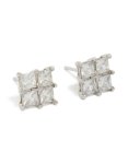 Mens Waterproof Stainless Steel Multi Square Cubic Zirconia Stud Earrings