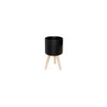 Black Ceramic Planter With Stand - Small