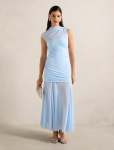 Lune Layered Mesh Maxi Dress - 16 Cloud Blue