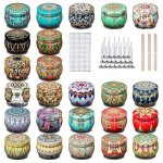 40-PIECE Candle Making Kit With 2.5 Oz Metal Tins - Includes 6 Containers Lids 34 Wicks Wick Stickers & Holders For Diy Candles 