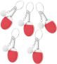 MINI Table Tennis Racket And Ball Keychains Set Red Simulation Ping 5PCS