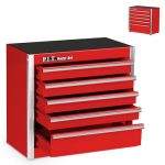P.i.t. MINI Tool Box 8.6"W X 4.6"D Portable 5-DRAWER Micro Steel Stackable Toolbox With Liner Red Cute Tool Case For Small Tools