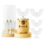 Elotame Kids Electric Toothbrush U Shaped - Cartoon Capybara With 6 Brush Heads Full Mouth Degree Cleaning Sonic Toddler Automat