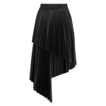 Pleated Faux-leather Skirt -black