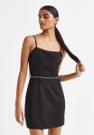 Waist-chain Twill Dress - Black