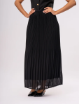 Black Pleated Maxi Skirt - M Black