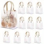 10PCS Transparent Plastic Gift Bags With Handles Reinforced Durability For Holidays And Special Occasions Elegant Matte Finish W