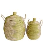 Natura L Weaved Seagrass Baskets With Lids Set Of 2