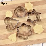 12PCS Stainless Steel Biscuit Mold Flower Shaped Circular Heart-shaped Star Shaped Biscuit Knife Set For Kitchen Baking Tools Of