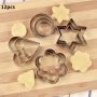 12PCS Stainless Steel Biscuit Mold Flower Shaped Circular Heart-shaped Star Shaped Biscuit Knife Set For Kitchen Baking Tools Of Cakes Vegetables Sandwiches Fruits Candies