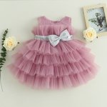 Dusty Pink Special Occasions Dress With Silver Sequins Bow