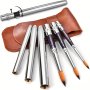 Travel Watercolor Brushes Round Extra Long Synthetic Sable Pocket Paint Brushes With Protective Case Handle Perfect For Watercolor Acrylics Gouache Ink 3PCS As Halloween/christmas