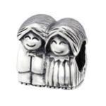 C1418-C10525 - 925 Sterling Silver Girl And Boy European Charm Bead