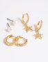 Goldair Gold Plated Cubic Zirconia Pearl & Star Earring Stack 6-PACK