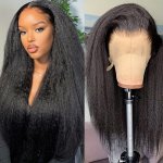 Elegant Yaki Straight Lace Front Wig 180% Density Pre-plucked Transparent Swiss HD Lace Area 13 5 1 Heat Resistant Fiber Wig Uni