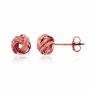 Rose Gold Plated Sterling Silver Love Knot Stud Earrings For Women 8MM Stud Earrings Secure Friction Back Closure 14K Plated Shiny Classic Earrings