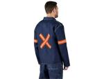 Cast Premium 100% Cotton Denim Jacket - Reflective Arms & Back - Orange Tape - 5XL Blue