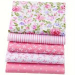 100% Cotton Quilting Fabric Bundles - 5 Pack Precut Pink Floral Prints Hand Wash Only 40.13CM X 50.04CM Sheets For Diy Crafts Se