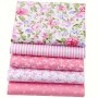 100% Cotton Quilting Fabric Bundles - 5 Pack Precut Pink Floral Prints Hand Wash Only 40.13CM X 50.04CM Sheets For Diy Crafts Sewing & Patchwork