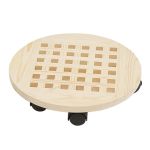 40CM Natural Wood Wheeled Plant Stand