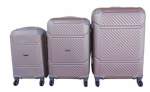 Smte 3 Piece Hard Outer Shell Quad Wheel Luggage Set S-1-5 Rose Gold With Keychain