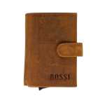 Bossi Mechanism Cardholder Wallet With Coin Zip Pouch - Goat Oily Hunter Yellow Tan