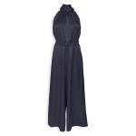 Navy Satin Belted Jumpsuit