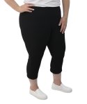 Ladies Elasticated Ottoman Capri - 60 Black