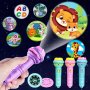 32 Patterns 4 Cards/a Flashlight Flashlight Glow Toys Cognition Dinosaur Animal Marine Multi-digital Fruit Multiple Patterns Projection Flashlight Puzzle Toys Halloween Christmas Gift