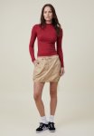 Cotton On Staple Rib Mock Neck Long Sleeve Top - Ruby Red