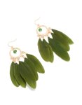 Goldair Gold Dreamcatcher & Dark Green Feather Earrings
