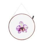 Orchid Botanical Wall Art Round Large - Black