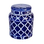 Geo Ceramic Jar With Lid - Large Lidded Jar