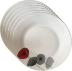 Pack Of 6 Ceramic Redwhiceramplates Dinner Set