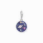 Charm Pendant - Galaxy With Cold Enamel In Various Colours Silver Blackened