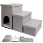 Adjustable Dog Steps Stairs With 3 Built-in Storage Box Foldable Pet Stairs