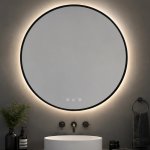 Sharon Round 80CM Black Framed Backlit LED Bathroom Mirror With Defogger