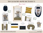 Cot Duvet Bedding Teddy Golfing Navy And Mustard Checkered Set