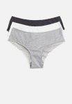 3-PACK Cotton And Lace Hipster - White dark Grey Marl