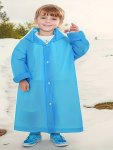 Solid Color Long Sleeve Hooded Raincoat For Boys Comfy Convenient Waterproof Coat Rafting Suit