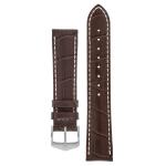 Modena Alligator Embossed Leather Watch Strap In Brown - 24MM Silver