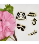 Designer Inspired 5 Piece Brooch Set - Black Free